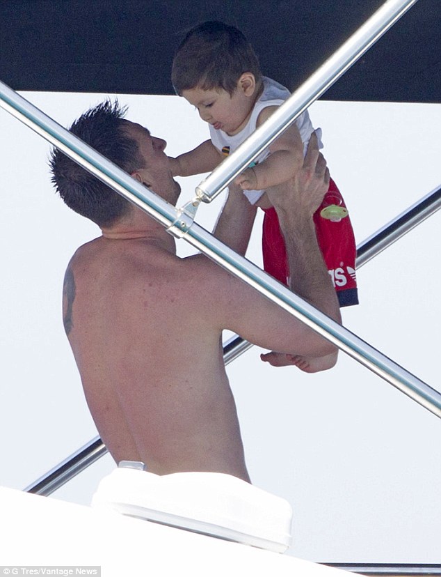 Footballer Lionel Messi on board luxury yacht with family in ibiza in july