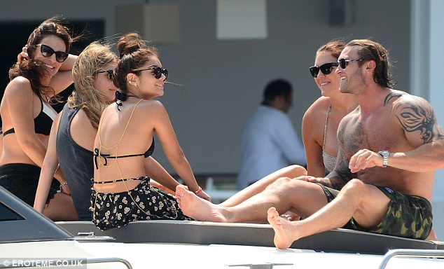 Vanessa Hudgens on board luxury yacht with friends in italy