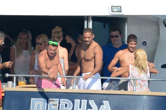 will smith on board luxury yacht medusa g with friends in ibiza
