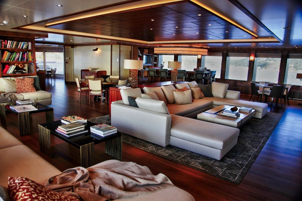 main salon on board Steven Spielberg's luxury yacht Seven Seas