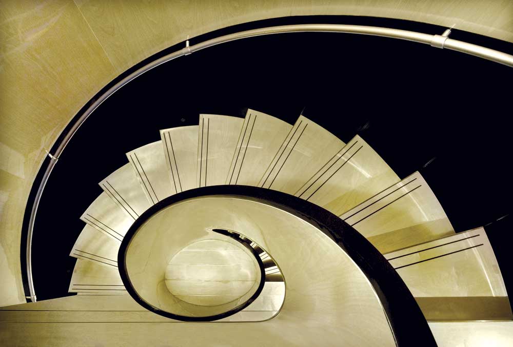 Giorgio Armani's luxury yacht MAIN wooden staircase