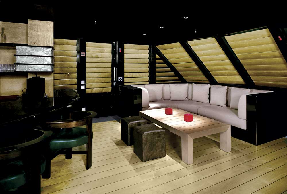 Giorgio Armani's luxury yacht MAIN bar area with sofa