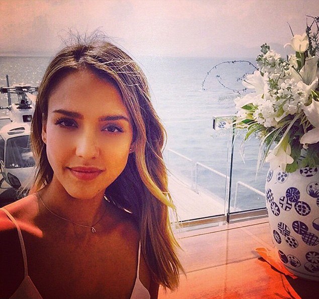actress jessica alba on mechanic resurrection luxury yacht SuRi (with helicopter) in thailand
