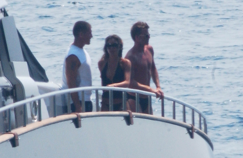 david and victoria beckham on board robert cavalli's luxury yacht RC in italy