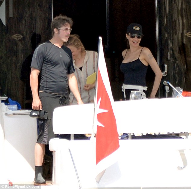 newly married angelina jolie and brad pitt and guests on luxury yacht JUPJU