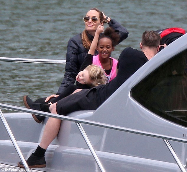 Brad Pitt and Angelina Jolie and kids on board luxury yacht ghost in sydney
