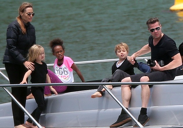 Brad Pitt and Angelina Jolie and kids on board luxury yacht ghost in sydney