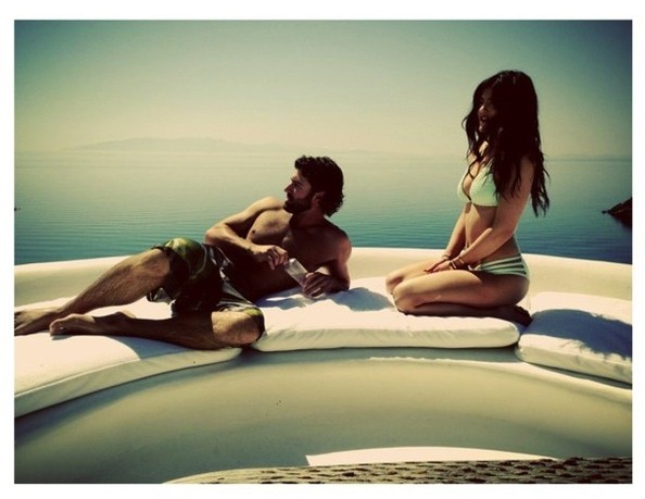 brody jenner and kyle kardashian relaxing on board luxury yacht O'Ceanos in  greece 