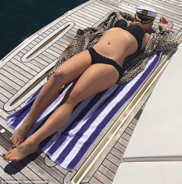 kelly osbourne sunbathing on board superyacht in australia 