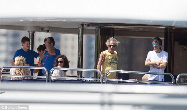 rolling stones keith richards and ronnie wood on board luxury yacht sovereign with family in sydney