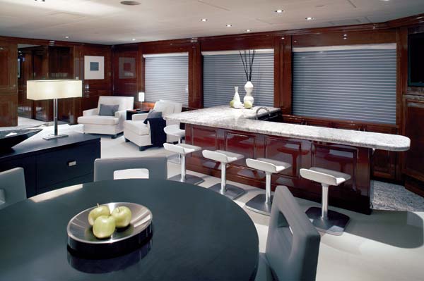 tiger wood's luxury yacht PRIVACY's bar area