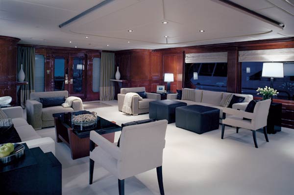 tiger wood's luxury yacht PRIVACY's main salon