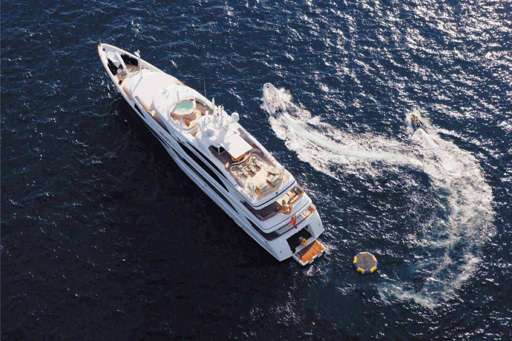Aerial view of superyacht Galaxy