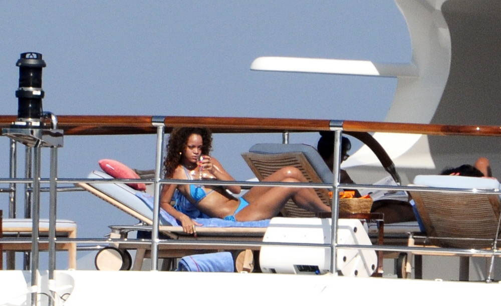 Rihanna on sun lounger Latitude