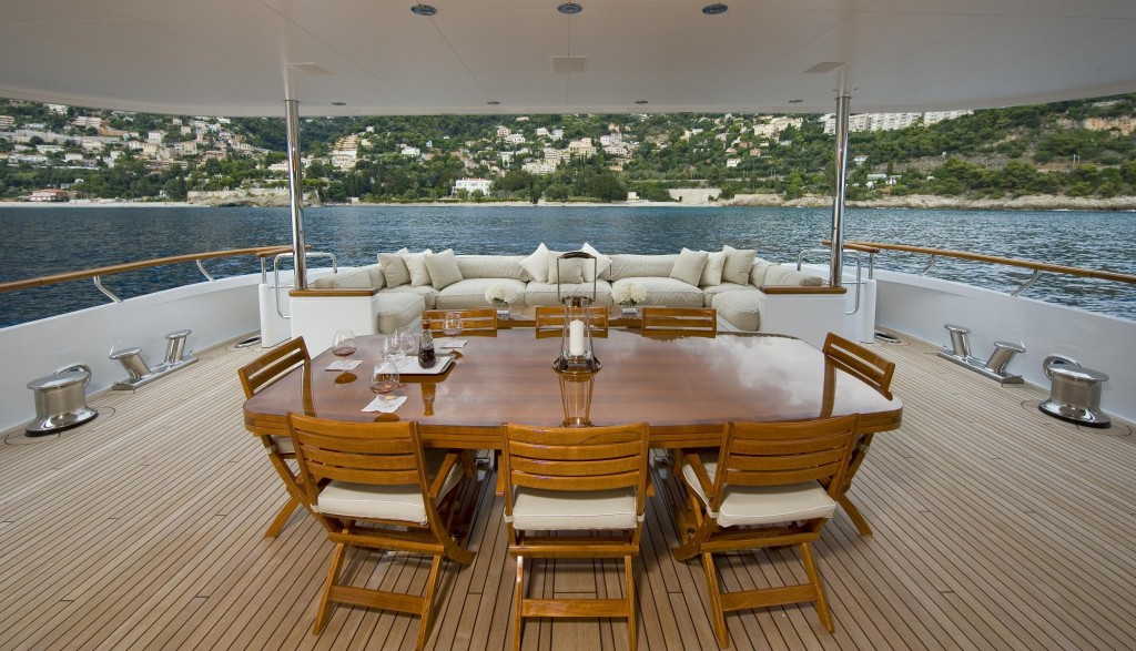 superyacht madsummer (owned by jeffrey soffer and elle macpherson)'s al fresco dining area