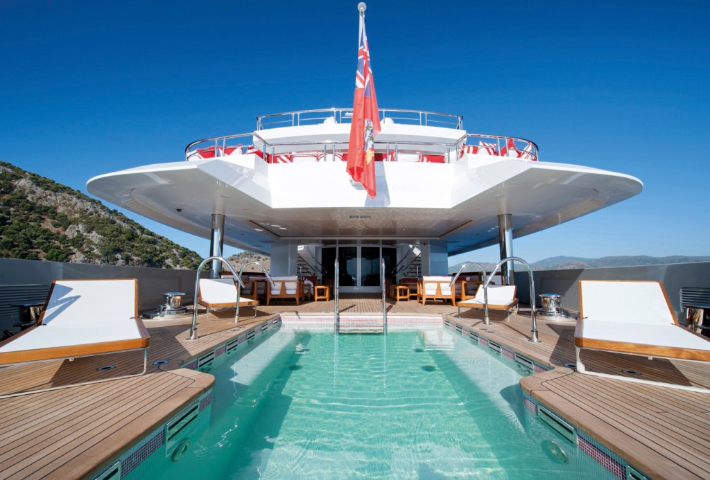 kendall jenner's rented superyacht axioma's swimming pool