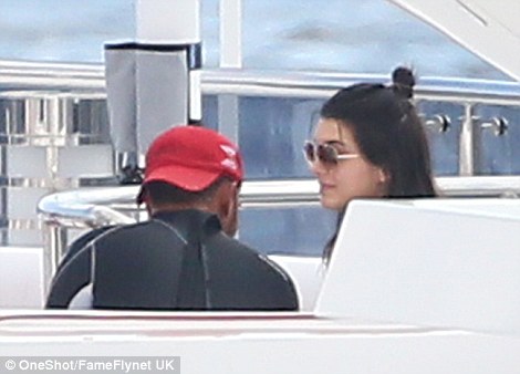kendall jenner and lewis hamilton chat on superyacht axioma