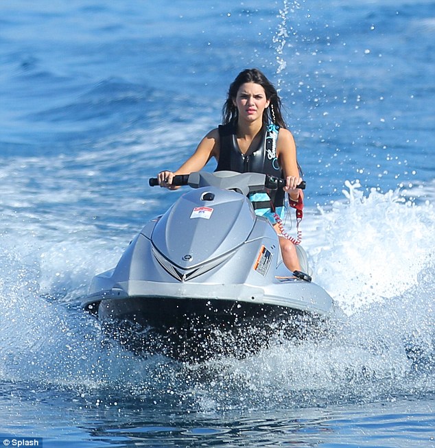 kendall jenner on jet-ski on superyacht vacation in mykonos