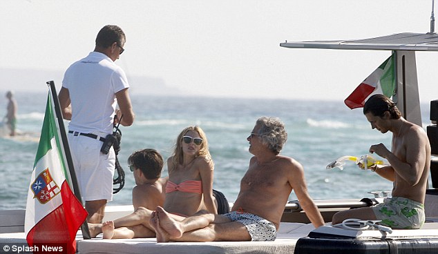 olivia palermo and husband Johannes Huebl on yacht t.m. blue with Giancarlo Giametti and friends