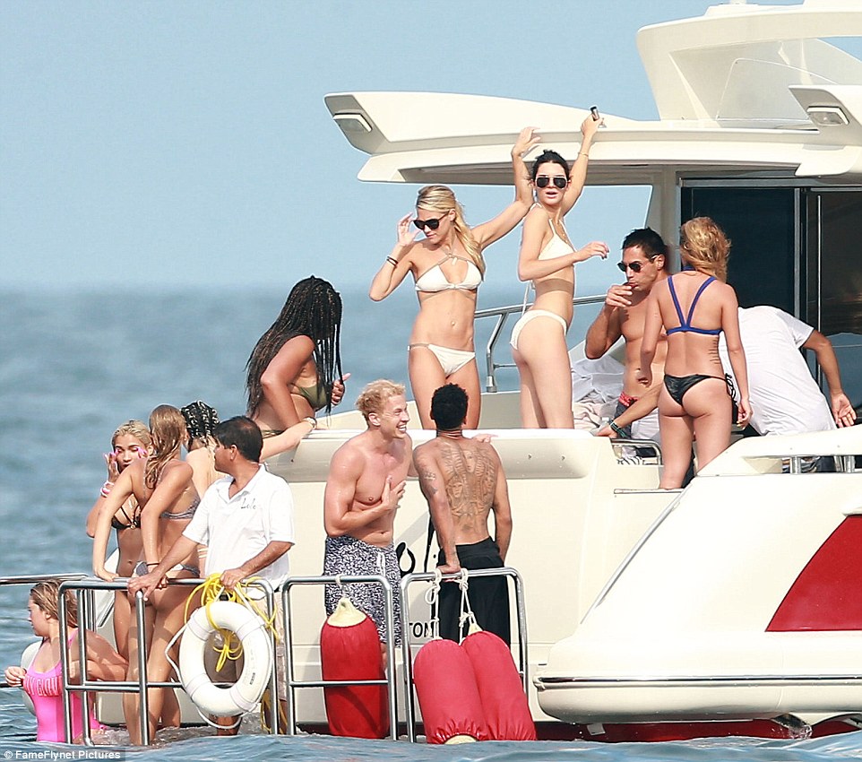 Kylie and Kendall Jenner on yacht 2015 3