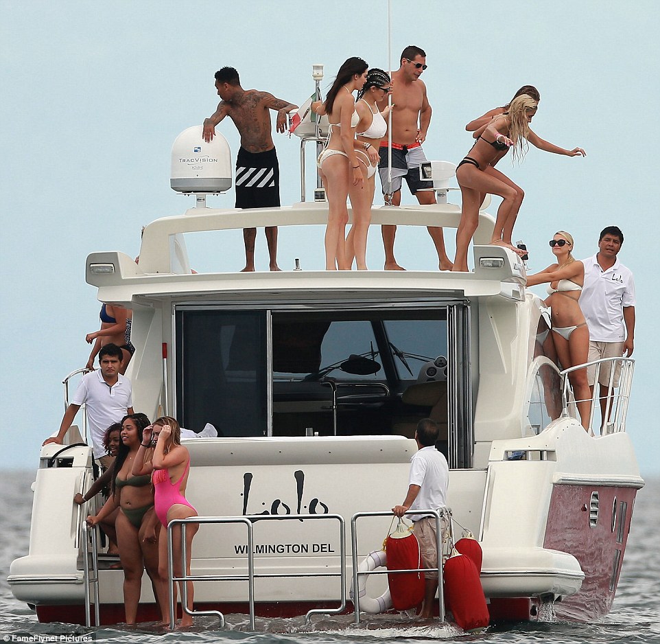 Kylie and Kendall Jenner on yacht 2015 4