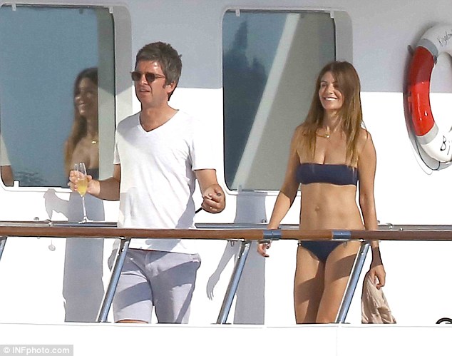 noel gallagher and wife sara macdonald on board luxury yacht 'kingdom come' (owned by Bono) in st tropez