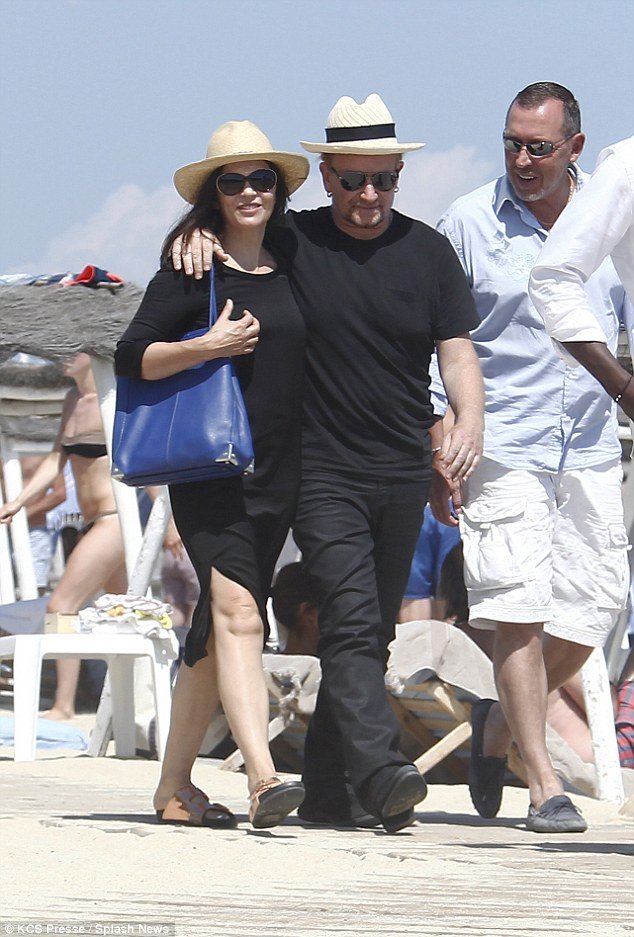 singer bono and wife ali hewson on st tropez beach on luxury yacht vacation on superyacht 'kingdom come'