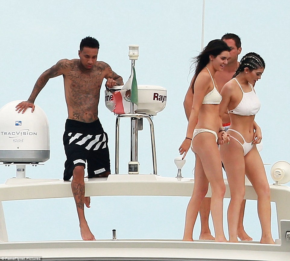 Kylie and Kendall Jenner and Tyga on yacht 2015 2